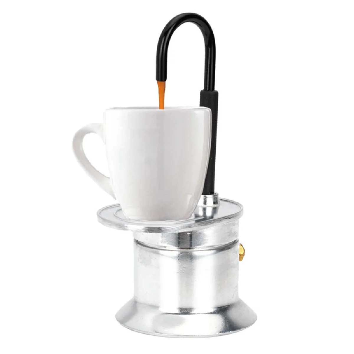 Cafetière Italienne en Alliage d'Aluminium et Argent, Pot Moka à Tube Unique, Bec de Cuisinière, Savourez un Café Délicieux en un Seul Temps, 50ml