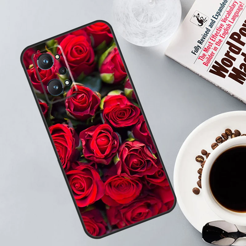 Bright Red Roses Flowers Funda For Realme C53 C55 C35 C33 C31 C30 C25s C21Y C11 GT Neo 5 3T 2T 9 10 11 Pro Plus Case