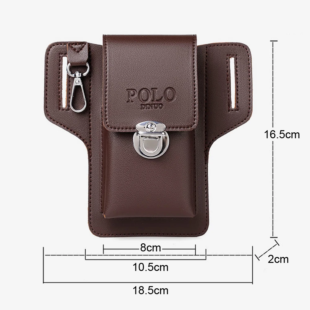 New Men Waist Bag Mobile Phone Bag Outdoor PU Leather Wearable Belt Sports Hanging Keys Wearing Belts Vertical Casual Waist Bag - view 5