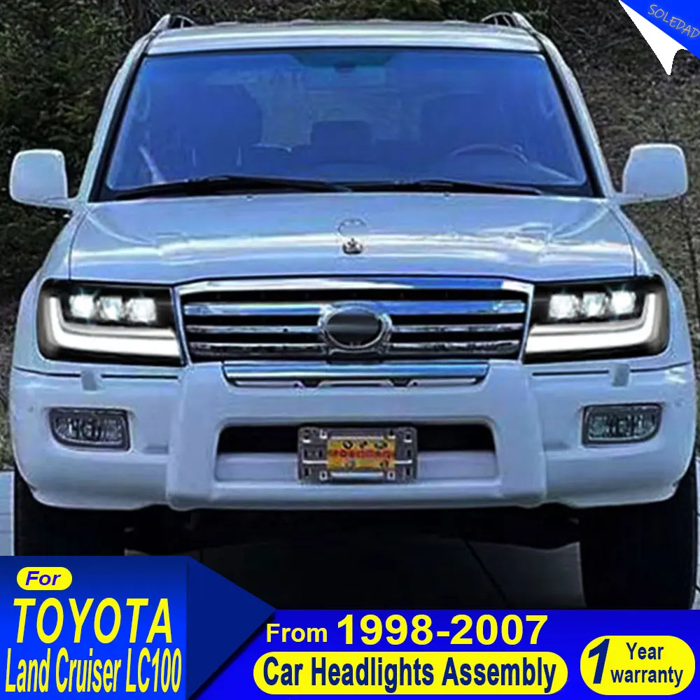 

Автомобильная фара для Toyota Land Cruiser LC100 1998-2007, светодиодная фара для проектора, дневные ходовые огни, аксессуары