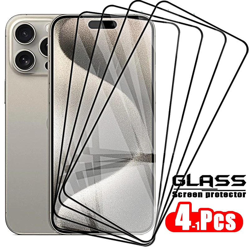 4-1Pcs Protective Glass for IPhone 15 Pro Max Screen Protectors Tempered Glass for Iphone 7 8 13 12 11 14 Plus Glass X Xs Xr Max