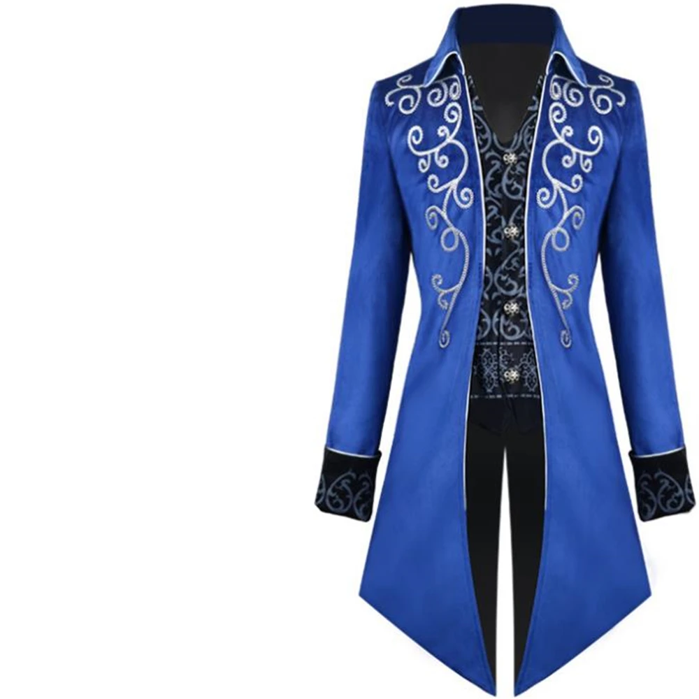 

Men Medieval Victorian Costume Tuxedo Gentlema Tailcoat Gothic Steampunk Trench Vintage Frock Outfit Coat For Men Embroidery