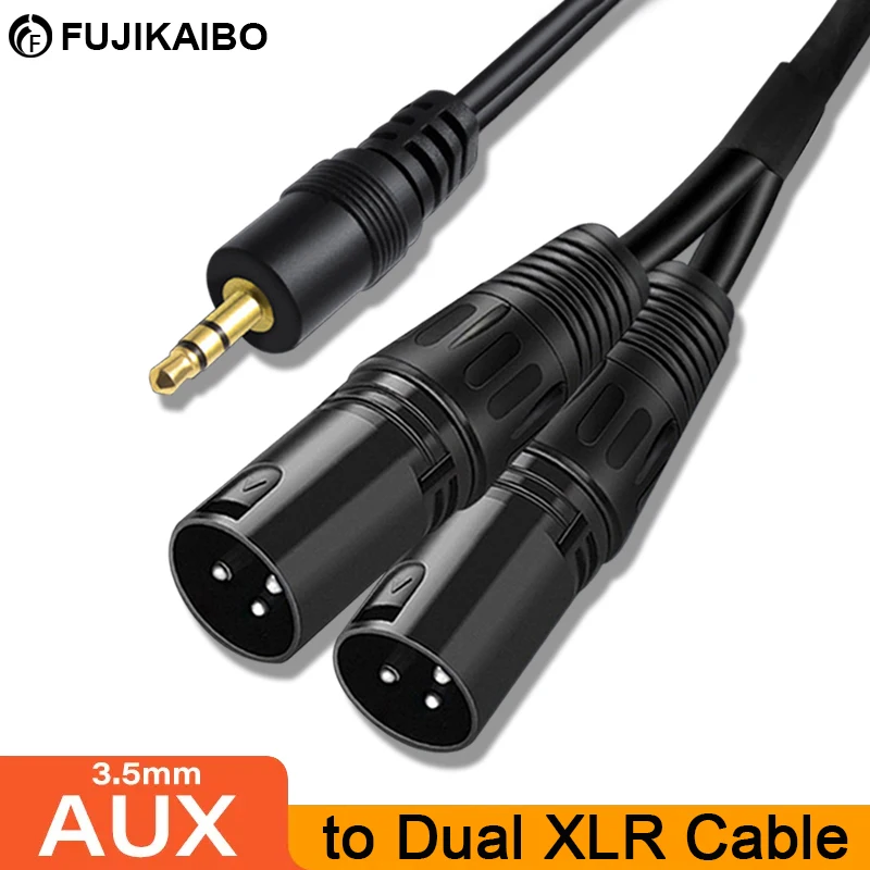 XLR to 3.5mm Audio Cable Microphone Balanced Analog Audio Cord TRS Stereo Male to 2XLR Male For Computer Phone Speaker Amplifier