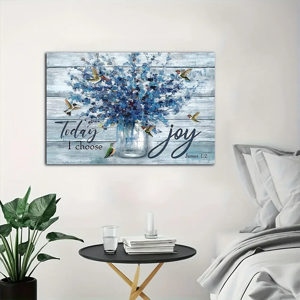 سمك 1.5 بوصة، جدارية جدارية، لوحة مستوحاة من الزهور والطيور الطنانة، مناسبة للديكور الداخلي