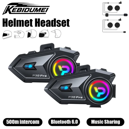 Imagen 1 del producto KEBIDUMEI P30 Pro cascos auriculares Bluetooth altavoz impermeable auriculares inalámbricos Radio FM motocicleta intercomunicador accesorios de motocicleta