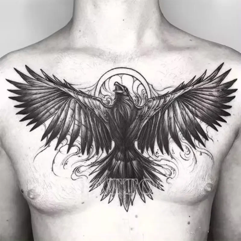Eagle Wolf Tattoo for Women Man Punk Art Temporary Tattoos Waterproof Fake Tattoo Chest Lasting Goth Bird Tattoo Stickers