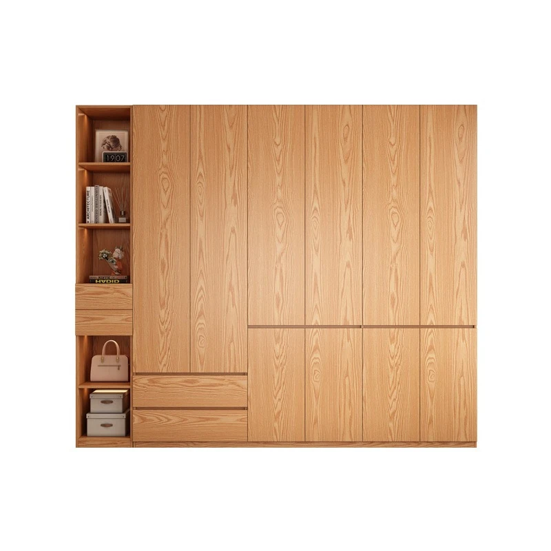 

Rubber wood wardrobe household bedroom storage storage door to the top
