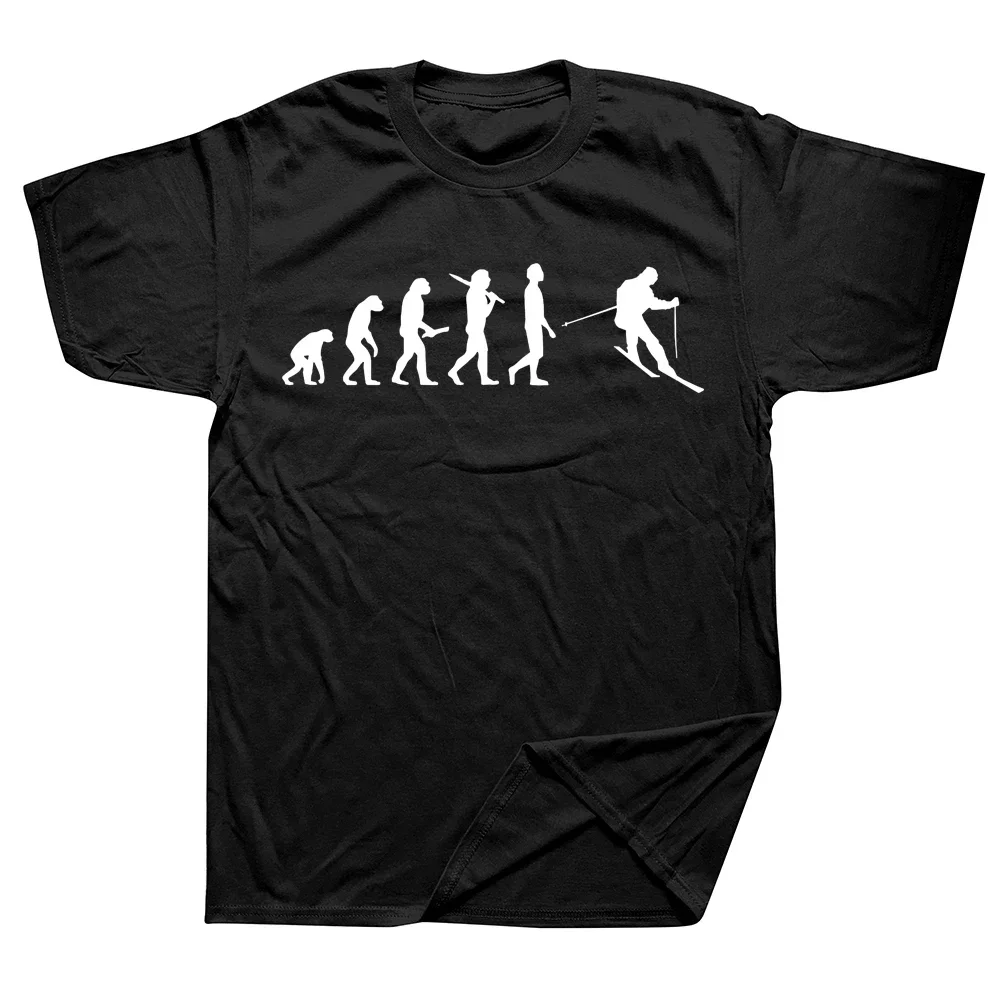 Funny Skiing Evolution Skiers T Shirts Graphic Cotton Streetwear Short Sleeve Birthday Gifts Summer Style T-shirt Mens Clothing