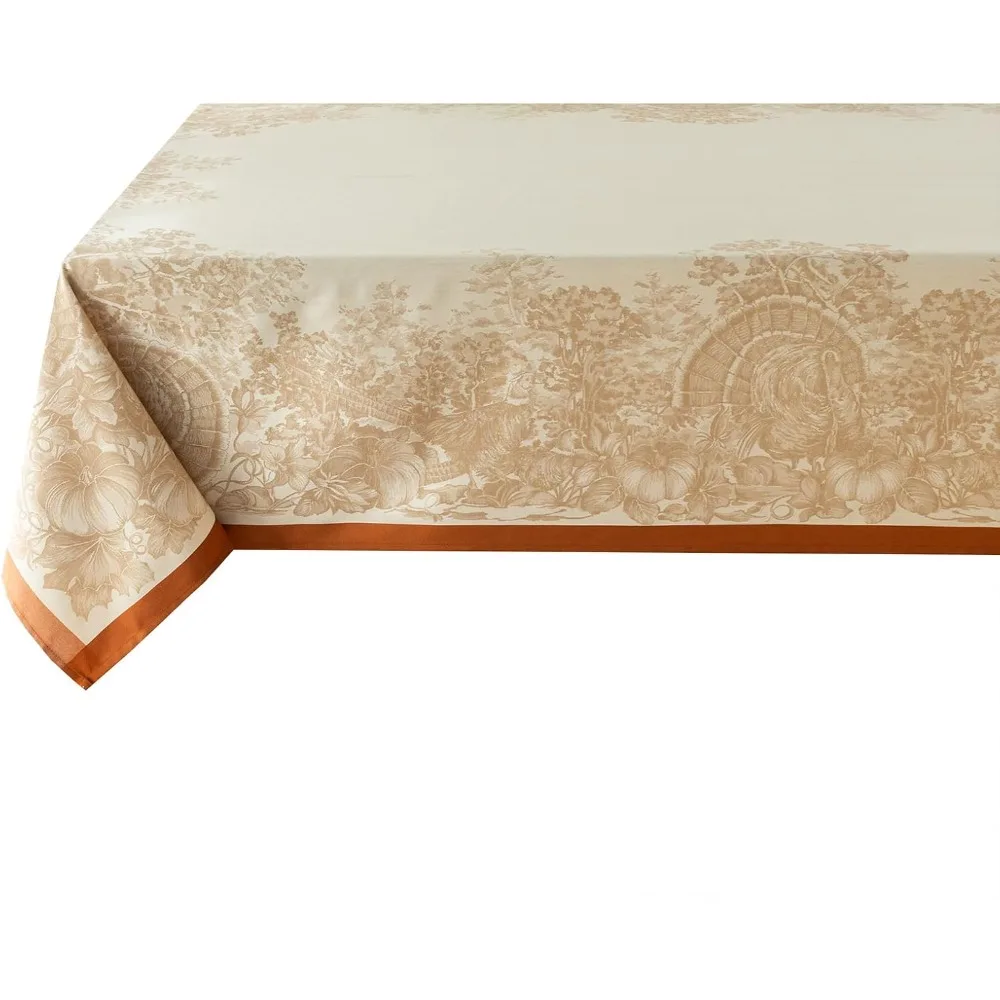 Benson Mills Harvest Heavyweight Engineered Jacquard Fabric Tablecloth, Autumn and Thanksgiving Decor