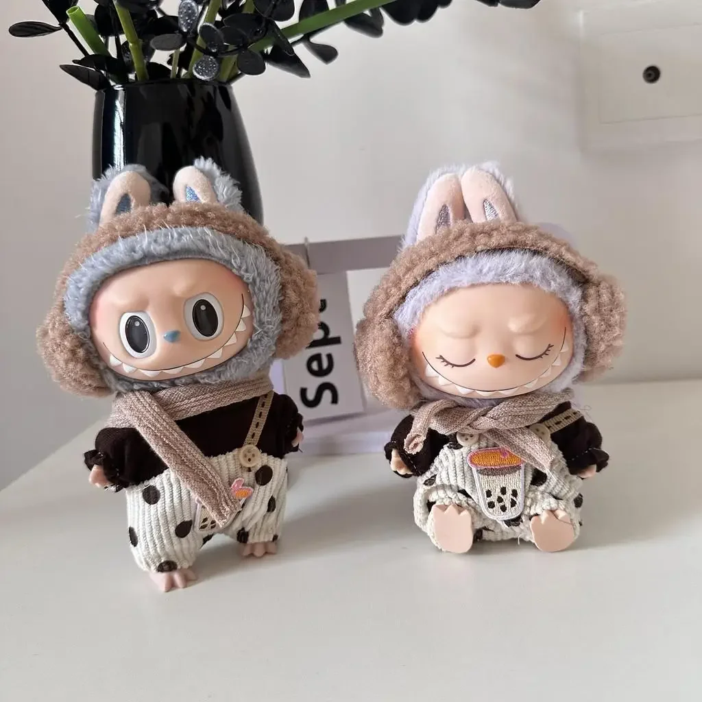 17 cm Mini Peluş oyuncak bebek giysileri Kıyafet Aksesuarları Kore Kpop Exo Labubu Idol sonbahar ve kış seti Giyim Hediye