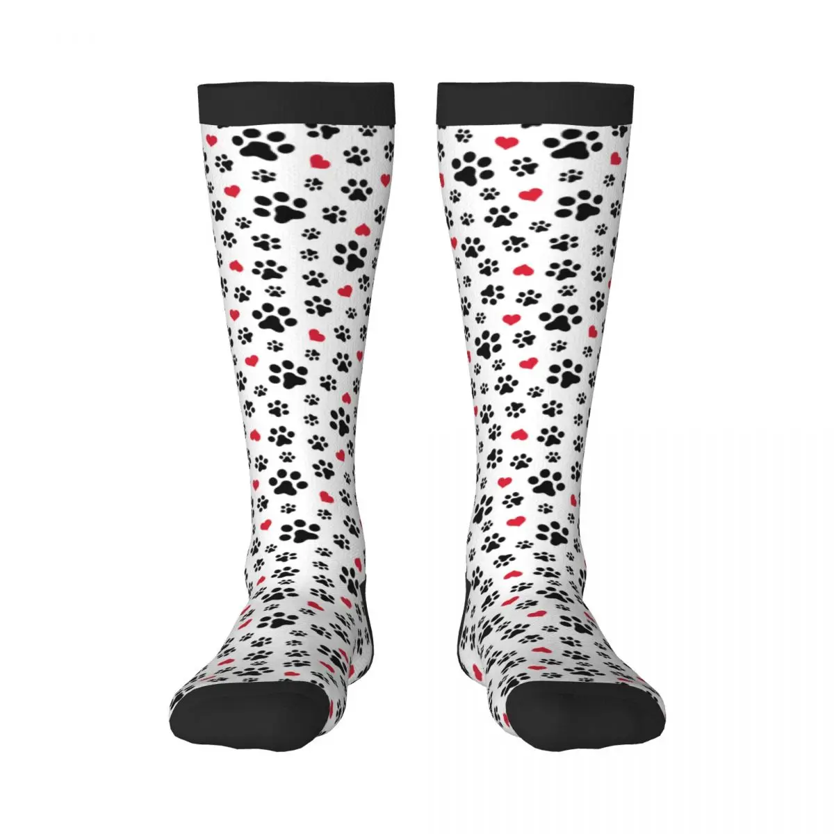 

Knee Long Stocking Dogs And Cats Paws Heart Love Print Adult Socks Stockings