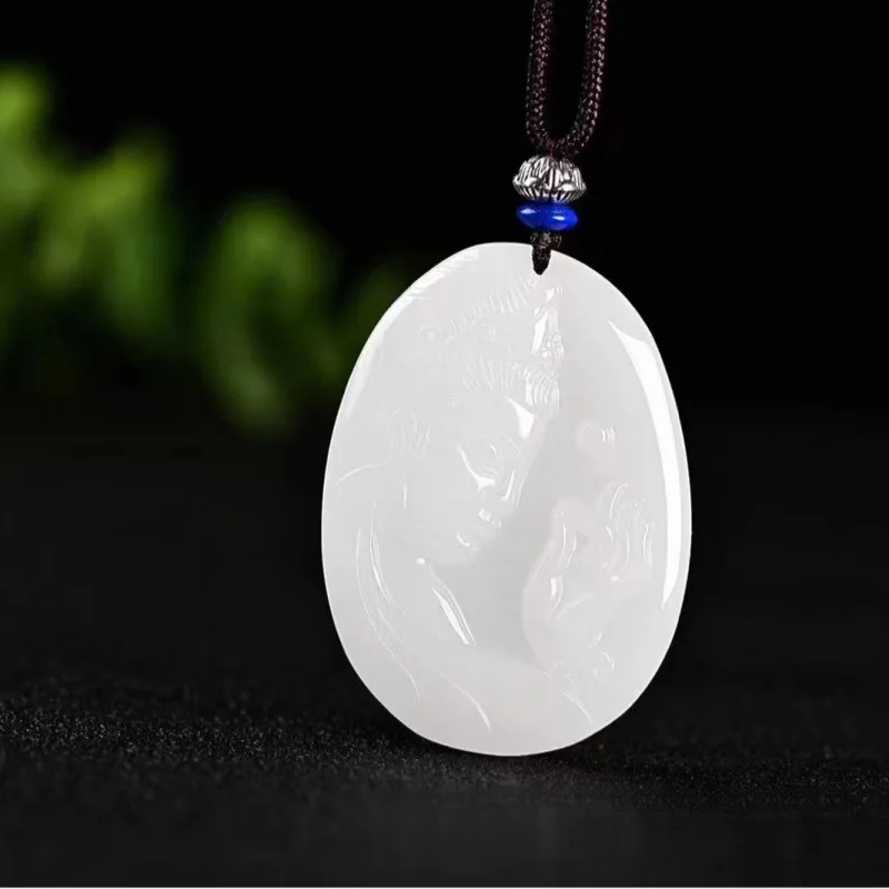 Golden Silk Jade Guanyin Pendant, Fashionable and Simple Jade Accessories