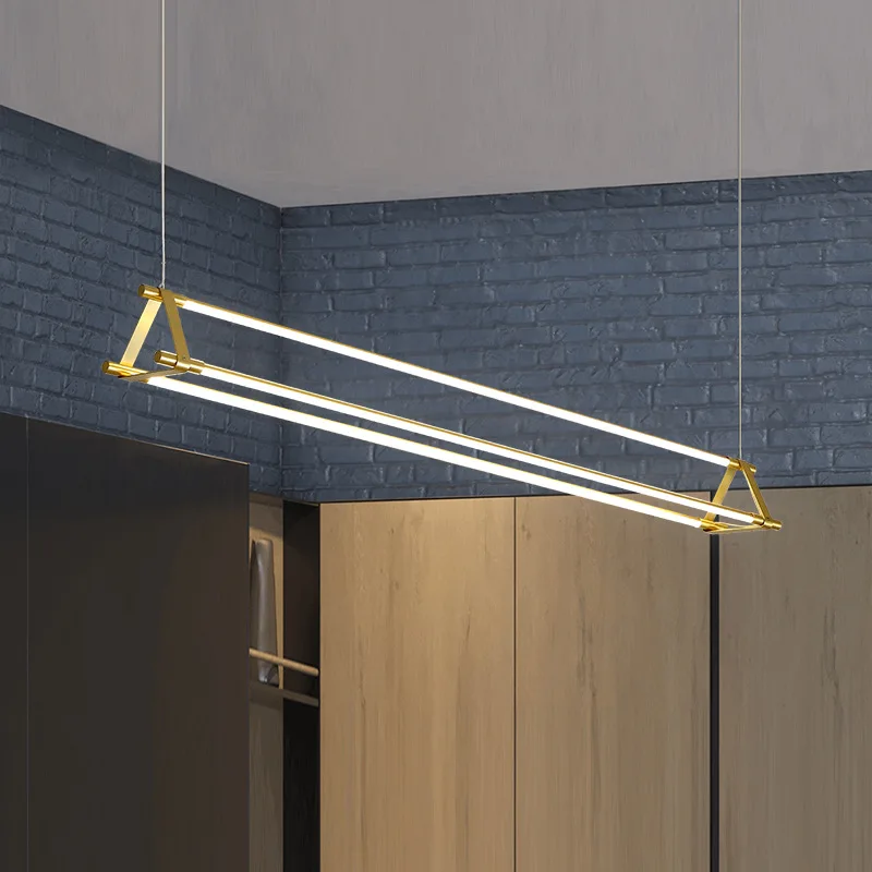 

Modern Originality Home Decor Office Conference Room Front Desk Bar Long Strip Line Double Row Pendant Lamp Indoor Lighting