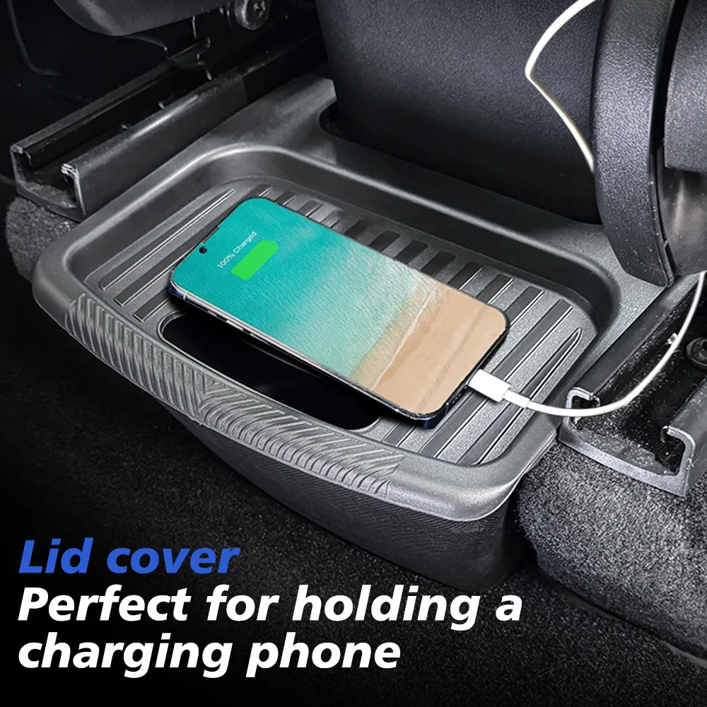 Tesla New Model Y 2025-2020 용 뒷좌석 보관함 Juniper Organizer Bins 뒷좌석 쓰레기통 쓰레기 봉투 트레이 출시 썸네일 4