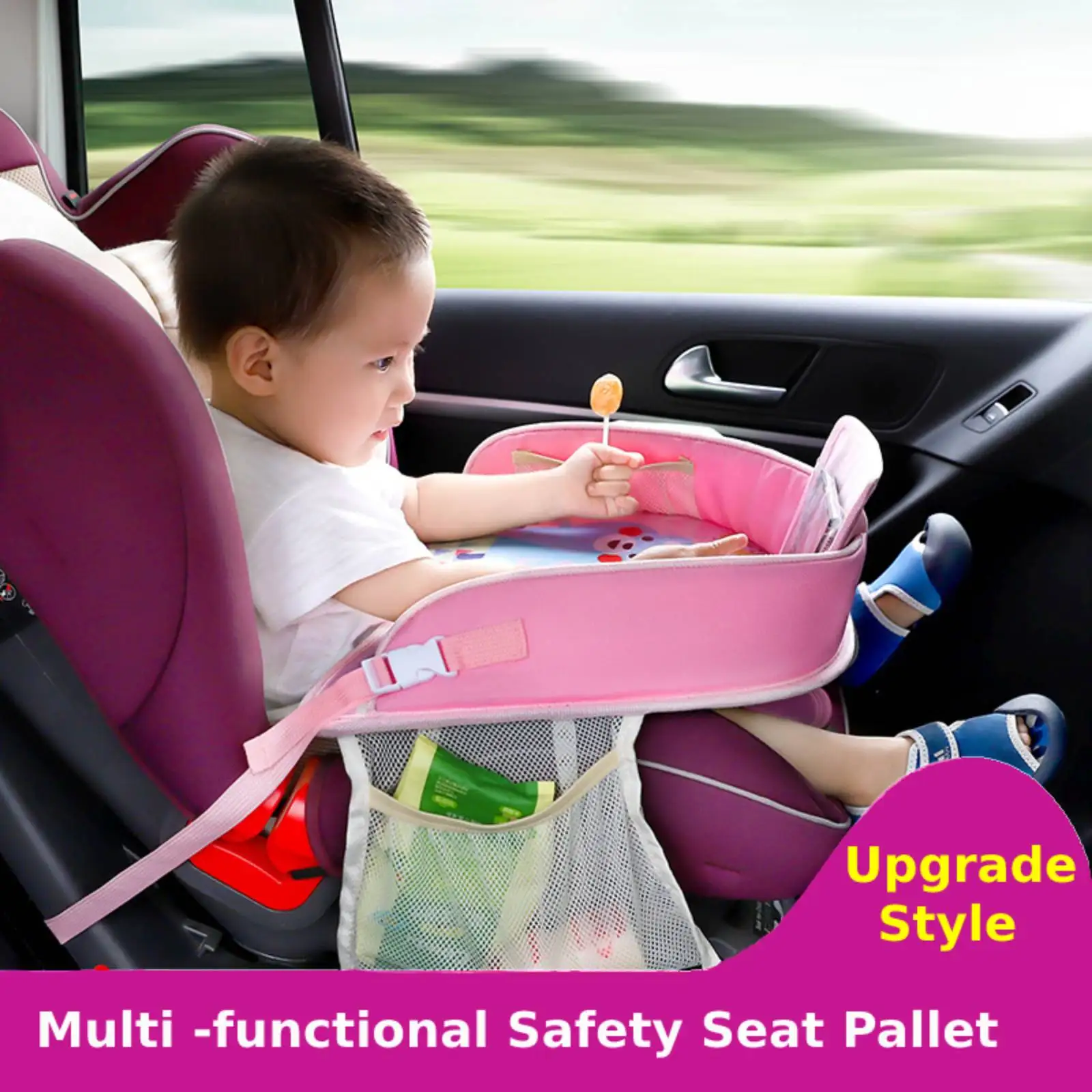 Toddler Tray Car Plate Tray Table Child Safety Seat Small Table Board Multi-functional Baby Stroller Storage Bag