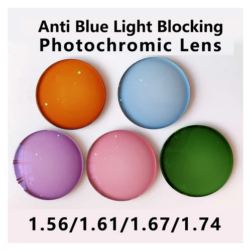 Imagen 1 del producto ALICIA 1,56/1,61/1,67/1,74 lentes fotocromáticas antiluz azul gafas bloqueadoras lente azul/rosa/púrpura/verde 1 par hombres mujer lentes