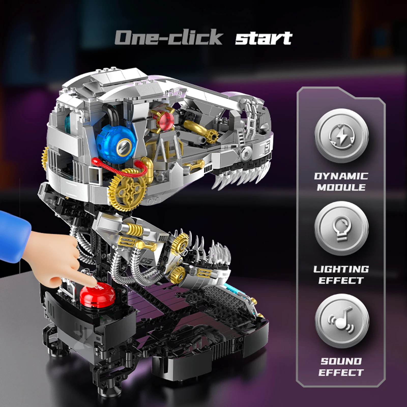 916 pçs mecânico tiranossauro rex crânio modelo blocos de construção kit montagem pequenas partículas tijolos brinquedo do miúdo presente aniversário xz0005