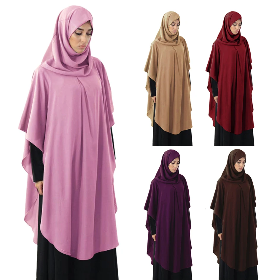 One Piece Long Khimar Eid Hoooded Tops Women Muslim Prayer Garment Islamic Clothing Ramadan Dubai Turkey Robe Abaya Dress Abayas