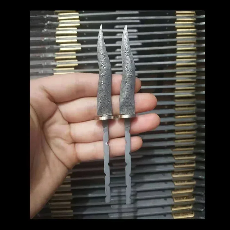 1 pçs semi-manufaturas roseta aço damasco pu 'er faca de chá boletos diy lâmina fixa faca agulhas suprimentos lâmina maçante