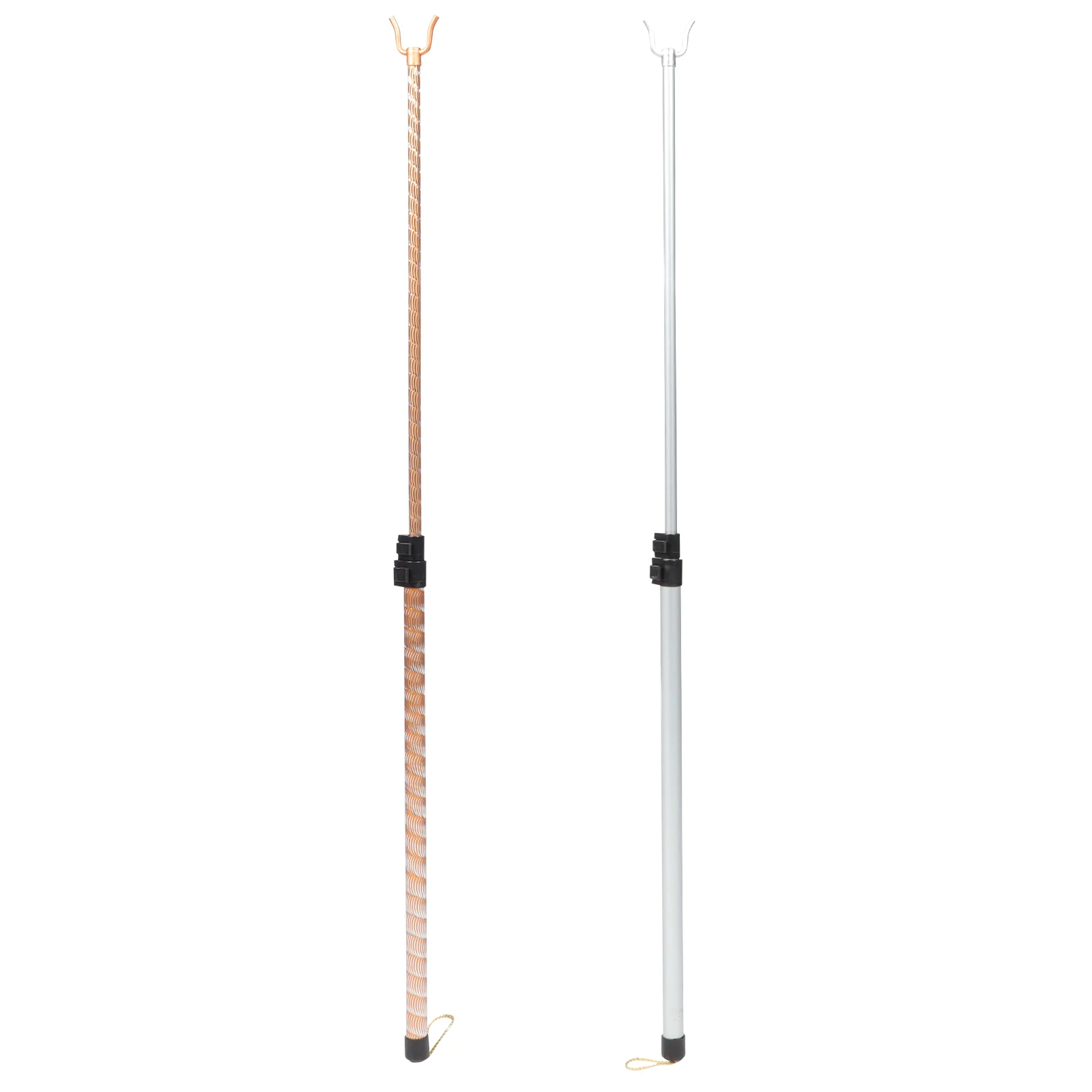 

2 Pcs Clothes Reaching Pole Retractable Clothesline Rods Apparel Toilet Paper Holder Fork Aluminum Alloy Metal Racks