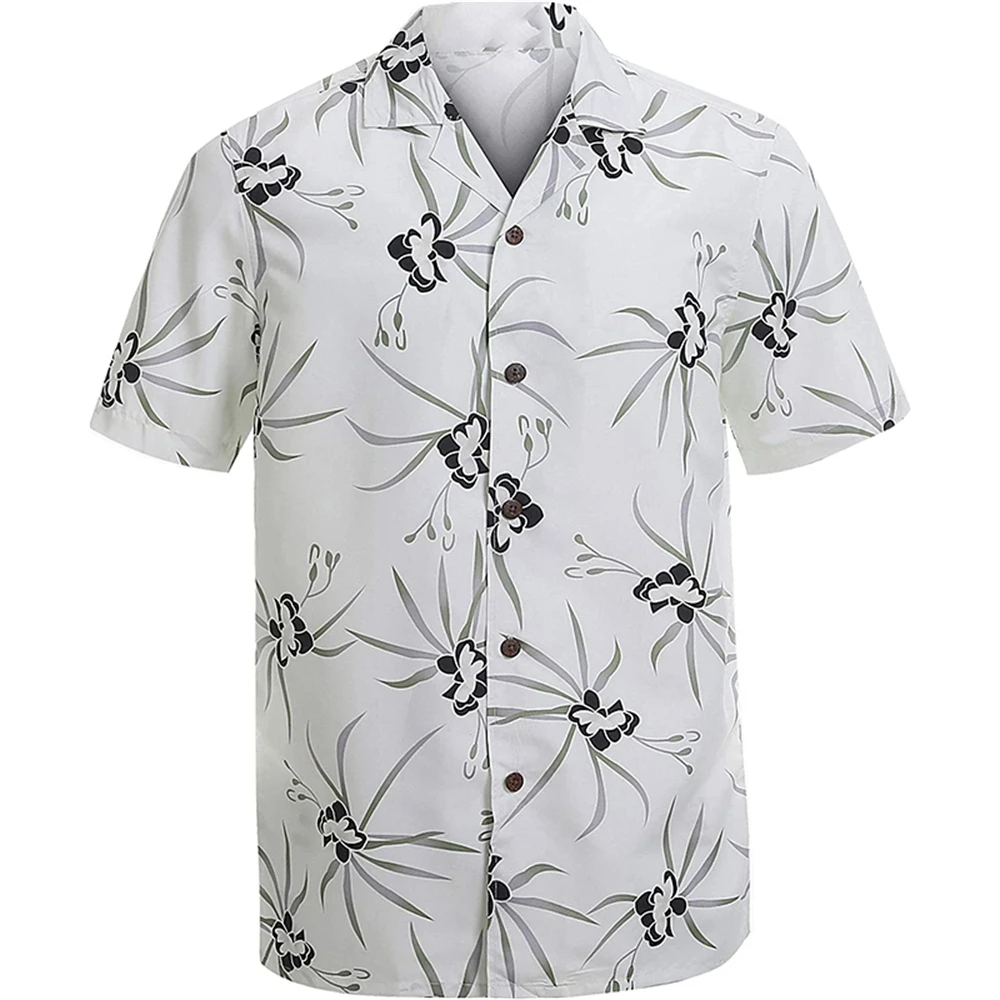 

Simple Leaf Print Graphic Men's Shirt 3D Patch Printing Vacation Outdoor Casual Men's Clothing Short Sleeve Beach Hawaiian Shirt