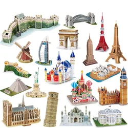 3D World-famous Architectural Puzzle Big Ben Pisa Tower White House Kindergarden Toy Children Classroom Handmade Gifts Jigsaw