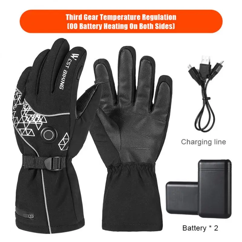 Heated Gloves Waterproof Rechargeable Electric Heated Gloves 4000mAh Battery Powered Cold Weather Heating Gloves For Men Women