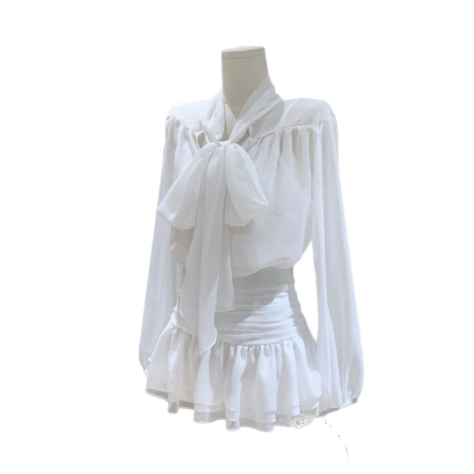 ربيع جديد ستار ريفر القوس قميص + التخسيس نصف الجسم تنورة قصيرة قطعتين مجموعة