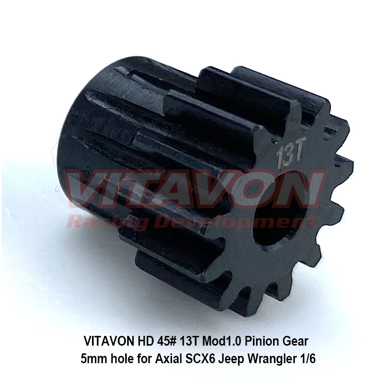 VITAVON HD 45# 13T Mod1.0 Pinion Gear 5mm hole for Axial SCX6 Jeep Wrangler 1/6