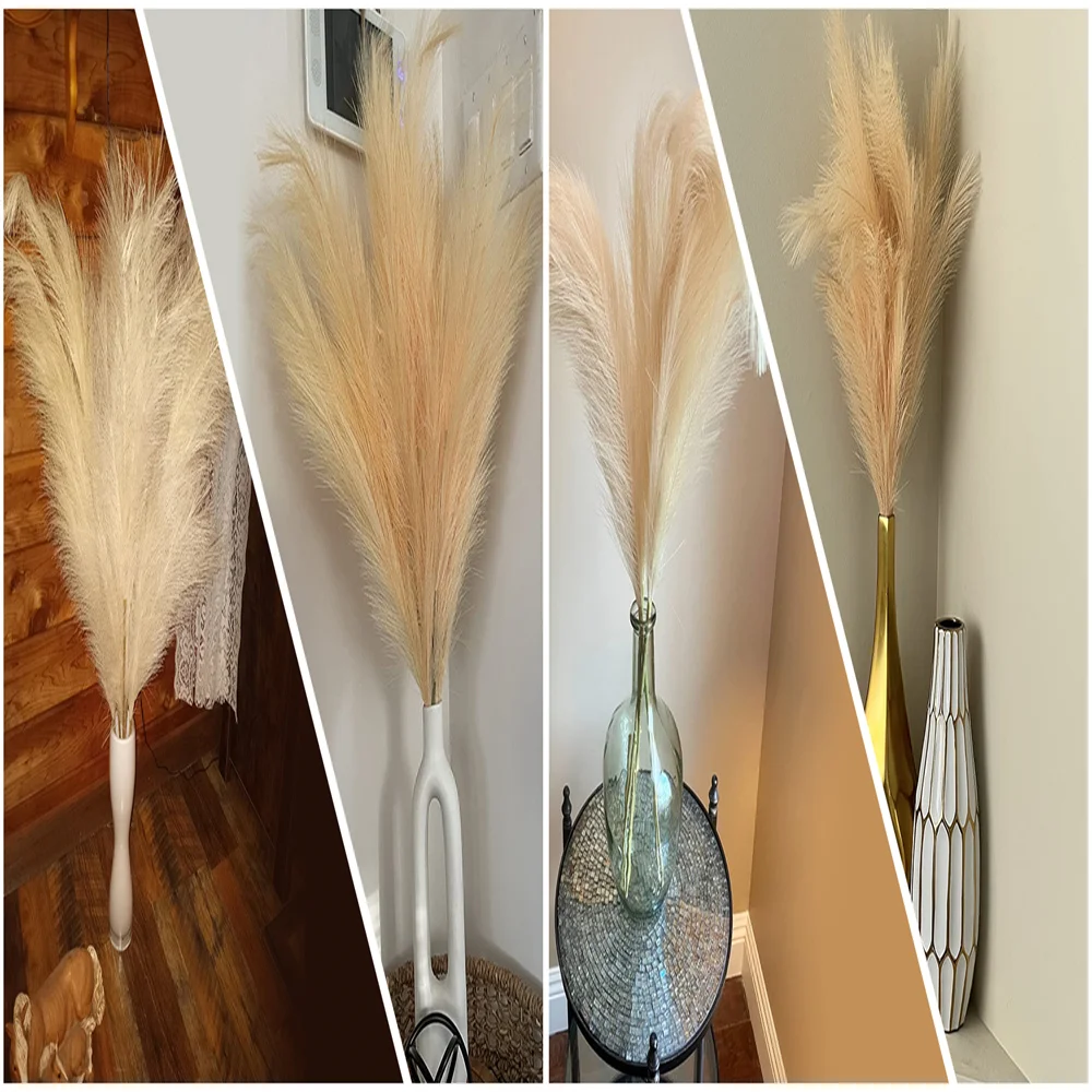 96 cm hohe künstliche Pampasgras-Blume, flauschiges Kunstrohr für Bodenvasenfüllung, Boho-Deko für Zuhause, Hochzeit, Partydekoration – Detail 2