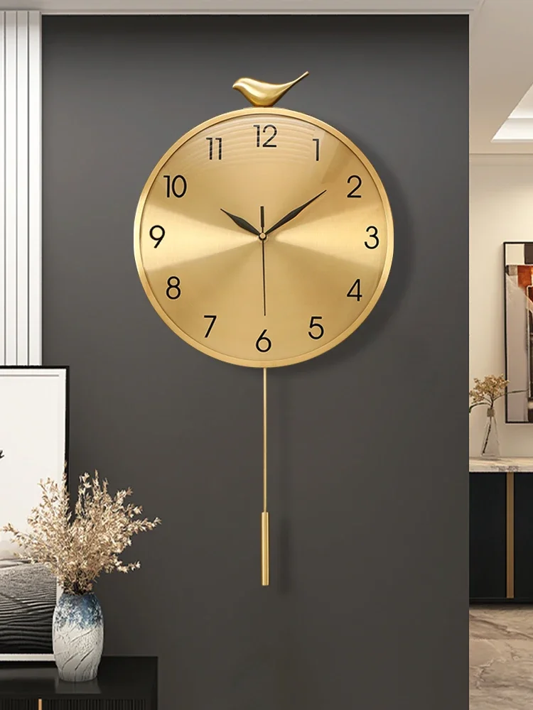 New Chinese stylewall  brass modern simple wall clock silent quartz clock