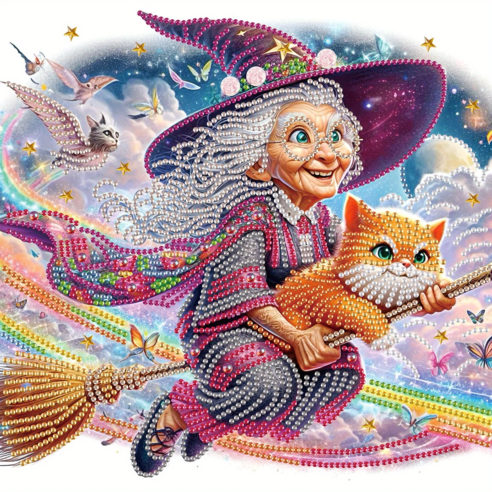 

DIY Magical Grandma 5D Special Shape Diamond Art Kits for Beginners,Diamond Art Painting Kits for Home Wall Decoration Gift