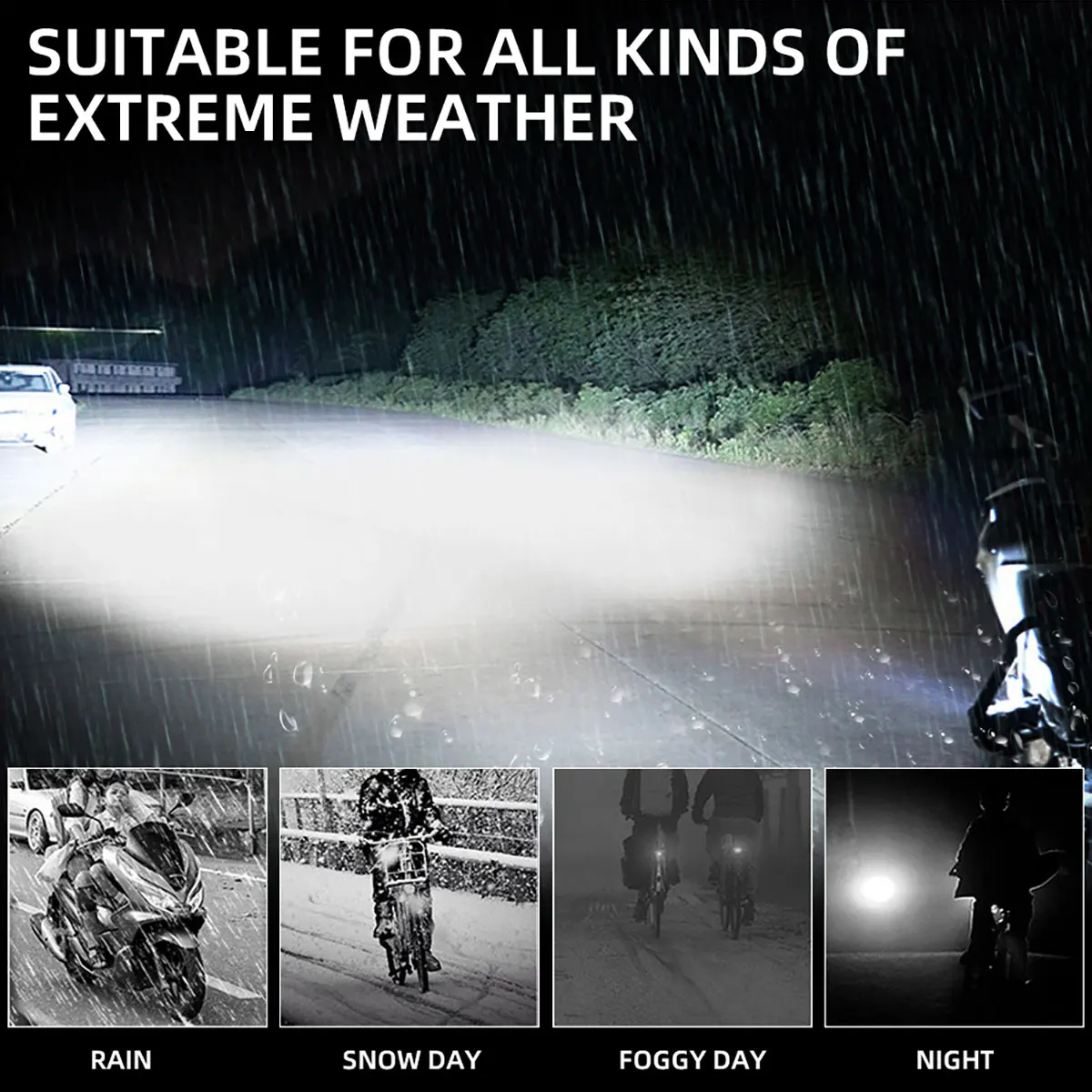 Motorcycle LED Lens Spotlight High Power Dual Color Hi Low Beam Headlight Fog Light for Motorbike Scooter Auxiliary Running Lamp