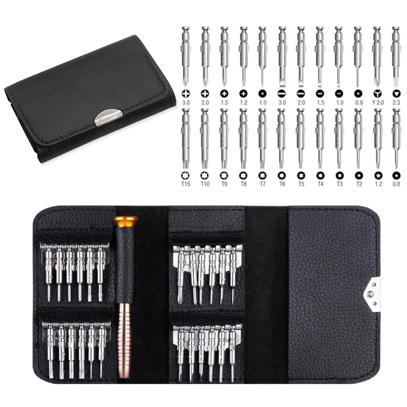 

Professional 25 in 1 Precision Screwdriver Set with Magnetic Tips - for Phone, Watch, PS4, Laptop, Glasses Repair Kit