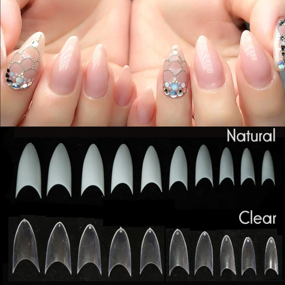 500pcs Nail pointy French Tips Stiletto Half Cover Stiletto False Fake Nails Tips half cover straight nail tips no c curve Tips