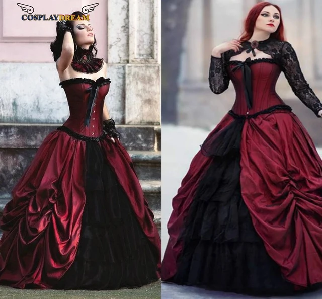 Victorian Gothic Black steampunk vampire Wedding Dresses Victorian Gothic Two Piece Prom Dress Elegant Black Evening Gown AliExpress