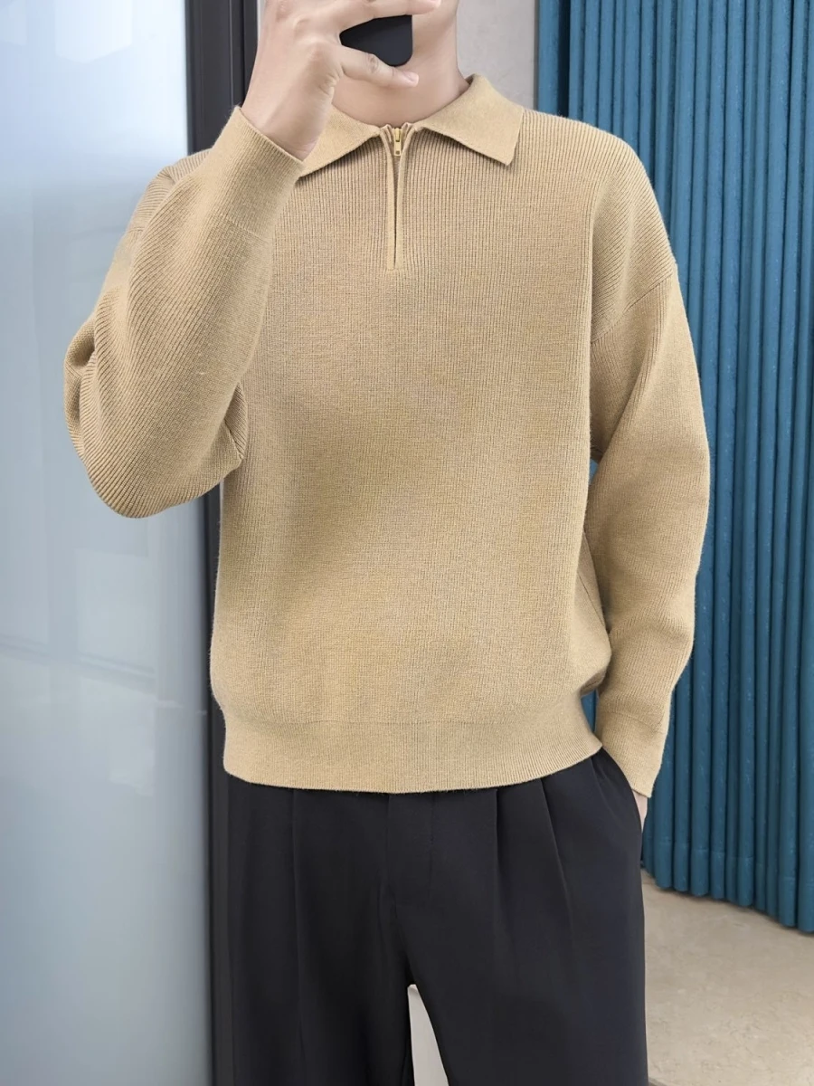 

Мужская повседневная трикотажная толстовка на осень-зиму, однотонная, с заниженной линией плеча, на молнии, удобная...