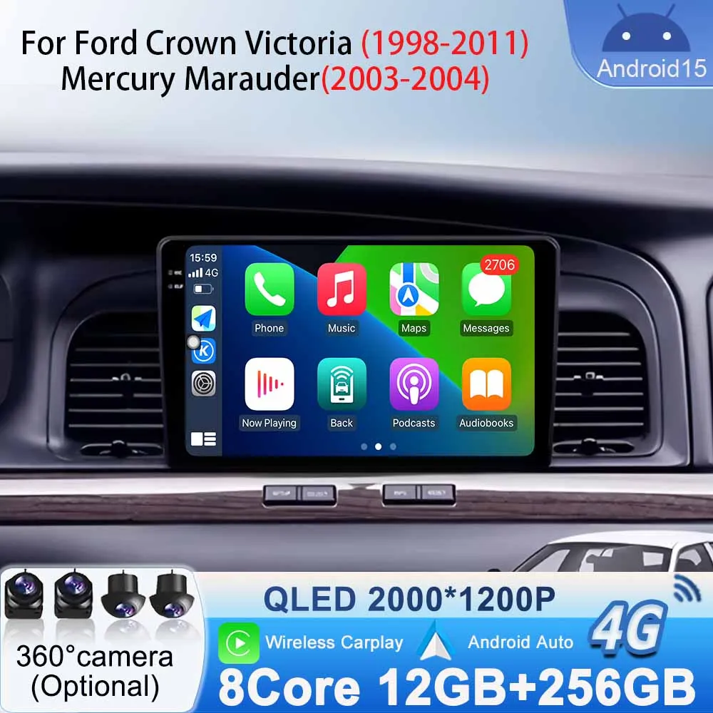 

GPS Navigation for Ford Crown Victoria 1998-2011 for Mercury Marauder 2003-2004 Car Multimedia Video Player Car Radio Android 15