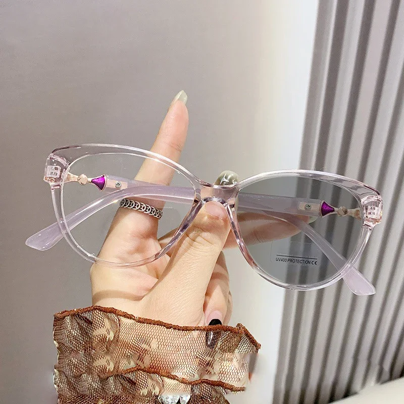 نظارات مضادة للضوء الأزرق، تنحيف خالية من المكياج، متغيرة الألوان، تصحيح القصر 6019