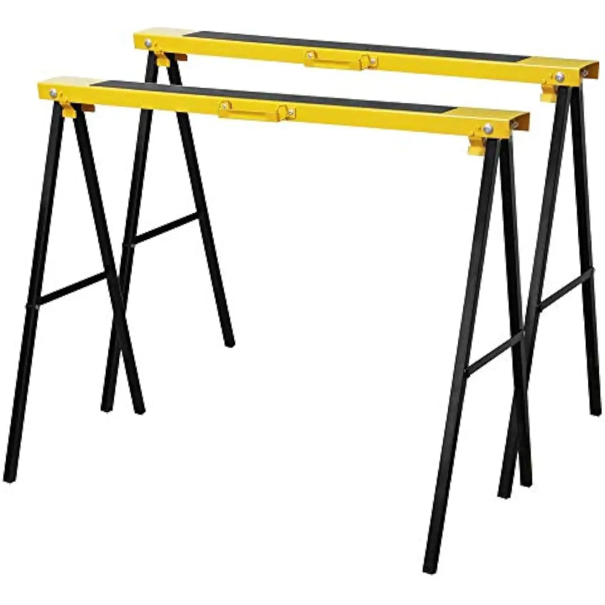 Sturdy Foldable Metal Sawhorse Set with 265 lb Load Limit per Unit Anti-Slip EVA Top Surface lightweight Portable Design Include