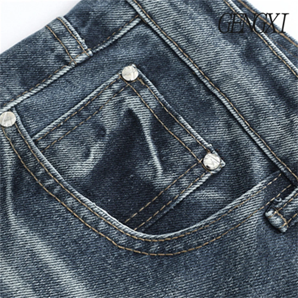 هاي ستريت النمط الأمريكي خمسة ألوان البرق مستقيم الساق الجينز جديد الرجال فيبي العصرية بناطيل كاجوال نمط الشارع Y2K الجينز