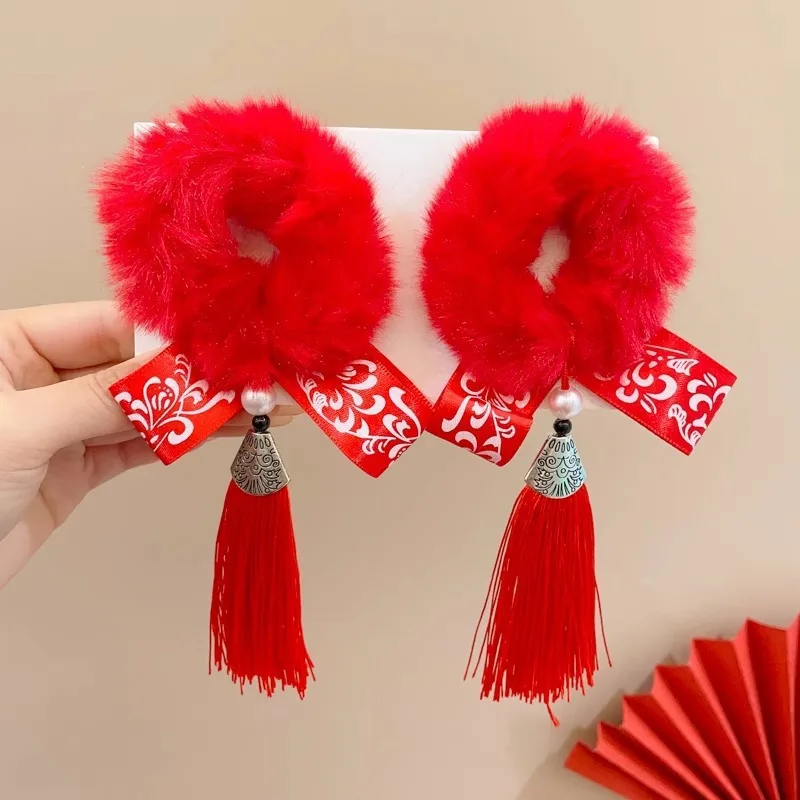

New Year's Small Gifts for Children, New Year's Greetings Headwear, Bow Hair Clips, 2026 New Style Tassel Small Clips, Children's Gifts