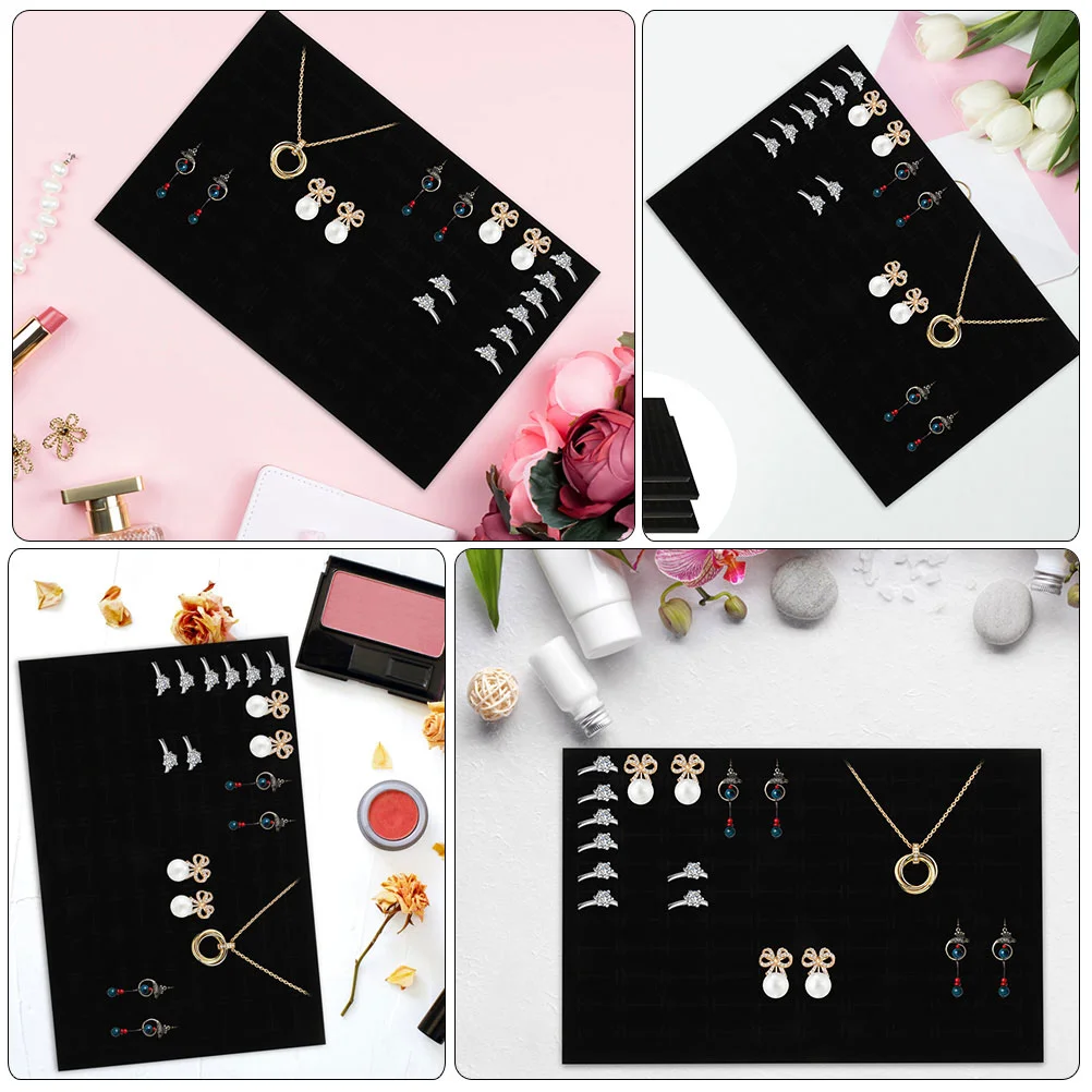 2 Pcs Jewelry Sponge Pad Ear Stud Earring Tray Insert Show Rack Mat Foams Rings Display Earstud Choker