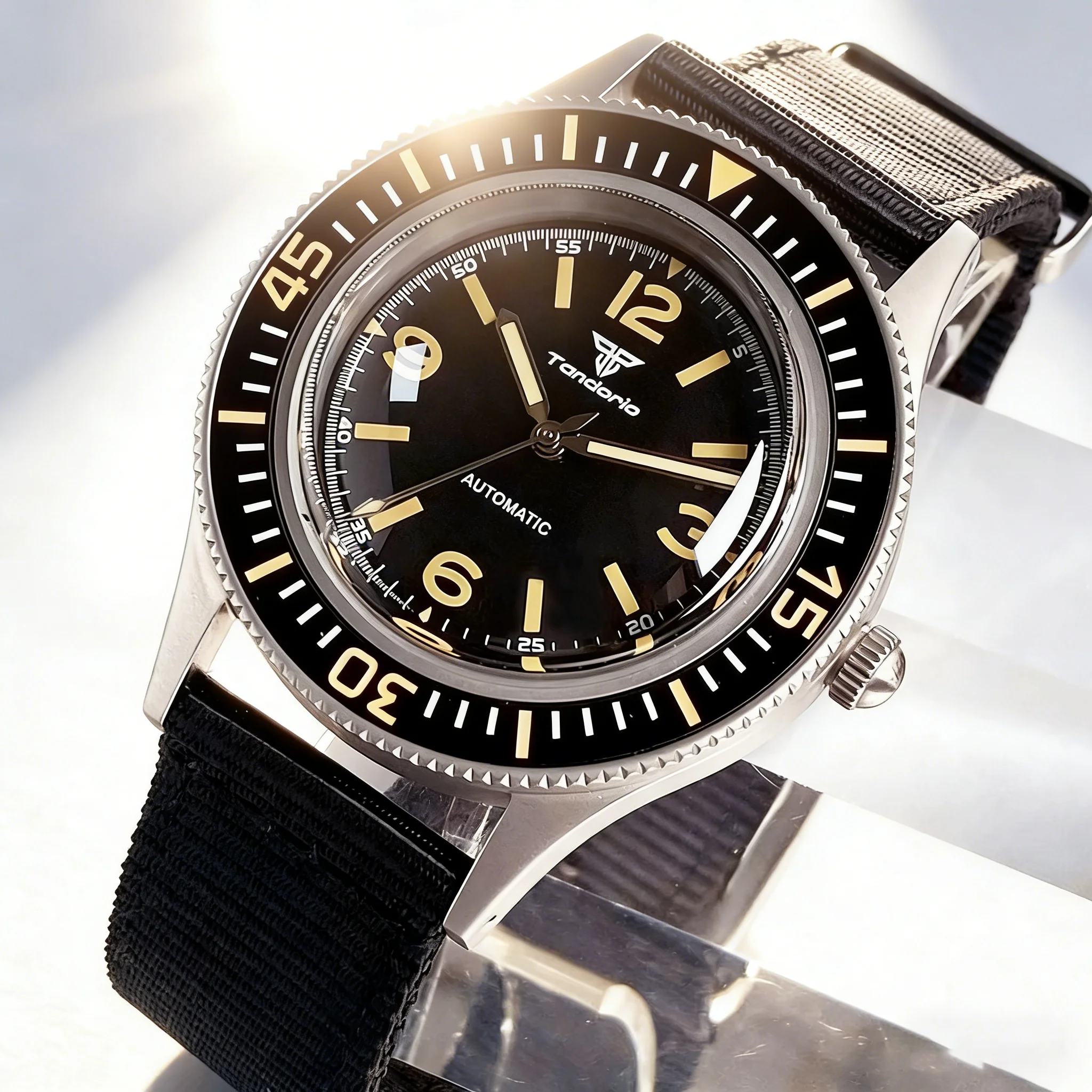 

Мужские механические часы Tandorio 40 мм в стиле 50-Fathoms для механизма NH35A PT5000, 20ATM, сапфировое стекло, ретро-часы