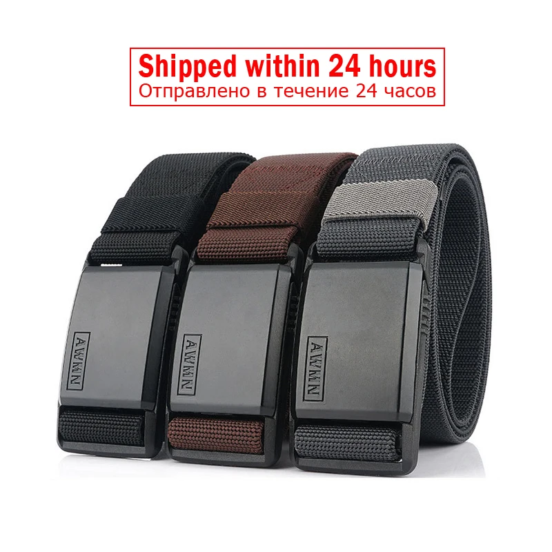 MEDYLA New Nylon Belt Metal Magnetic Buckle Adjustable Belts For Men Military Combat Elastic Belts High Quality Wear-resistant