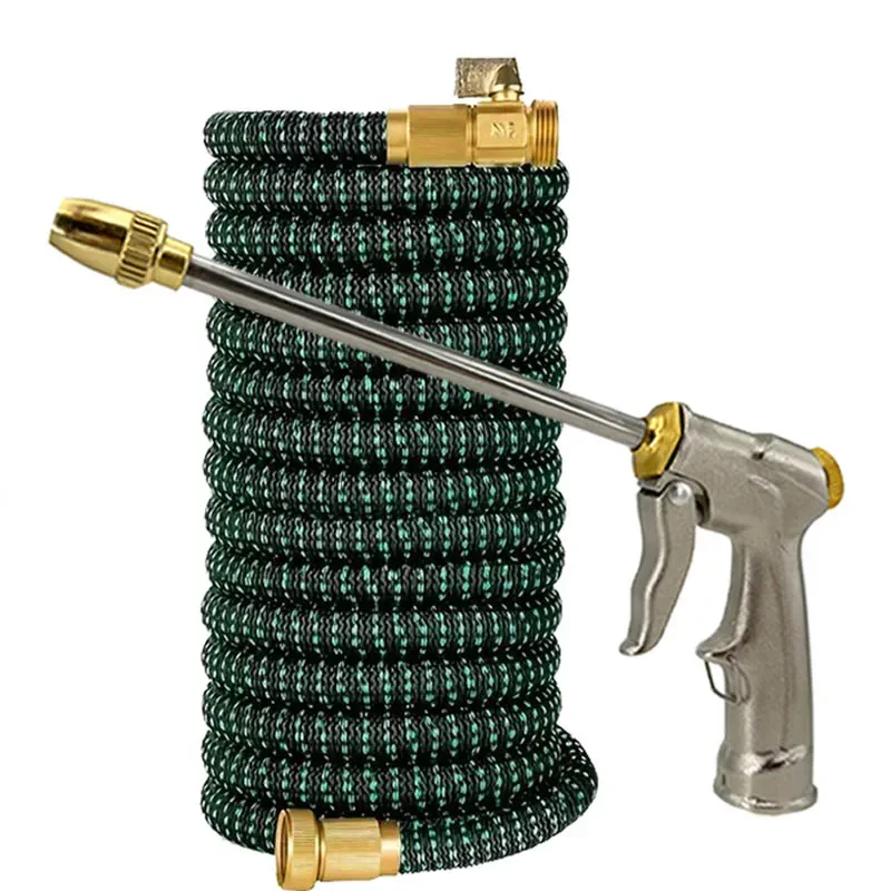 

Rubber Expandable Garden Hose Retractable No Kink Leak Proof Lightweight Design with Durable Connectors for Outdoor Yard