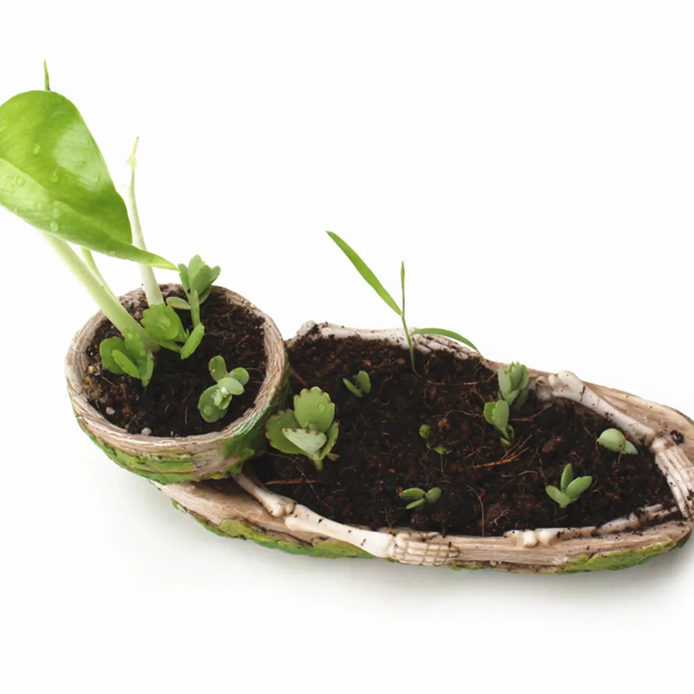 Skull Resin Succulent Cactus Flower Pot Desktop Plant Pot Halloween Decoration Candy Bowl Ashtray Desktop Plant Pots