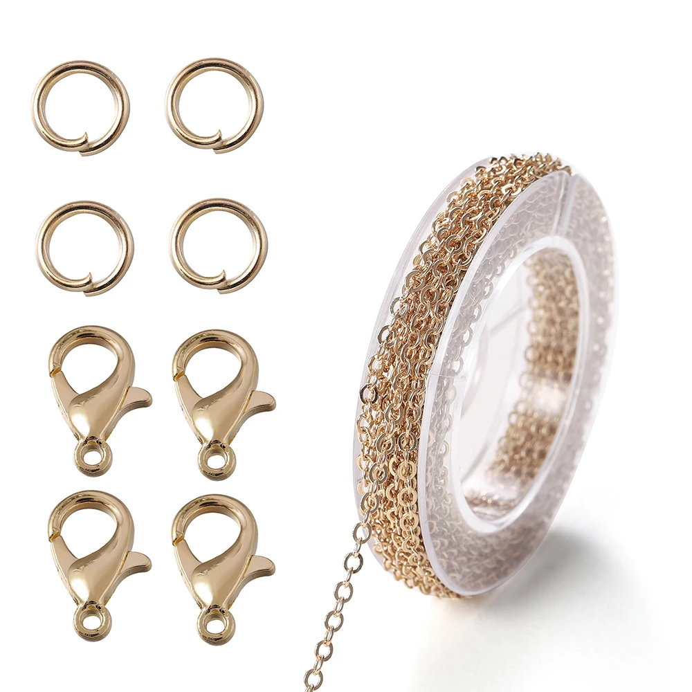 3 Meter Legierung Bulk Link Kette mit Biegeringen Karabinerverschlüssen Halskette Ketten für DIY Schmuckherstellung Zubehör Halsketten Zubehör