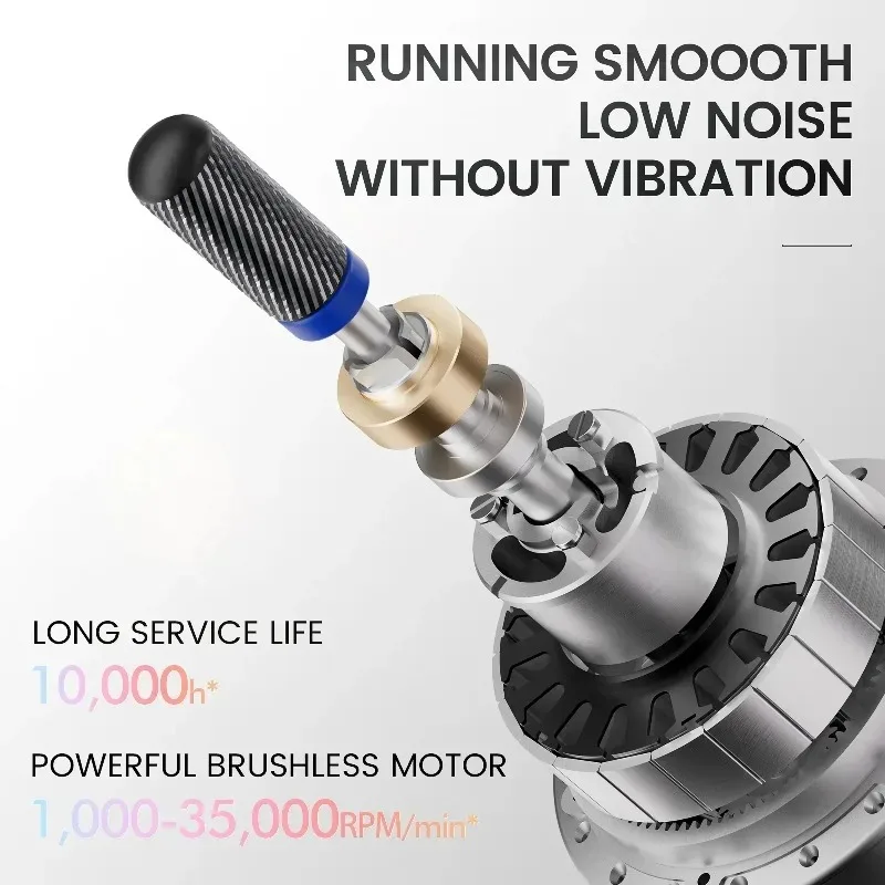 Top Quality   Cordless Portable Nail Drill Machine 35000rpm Professional Rechargeable Nail Drill