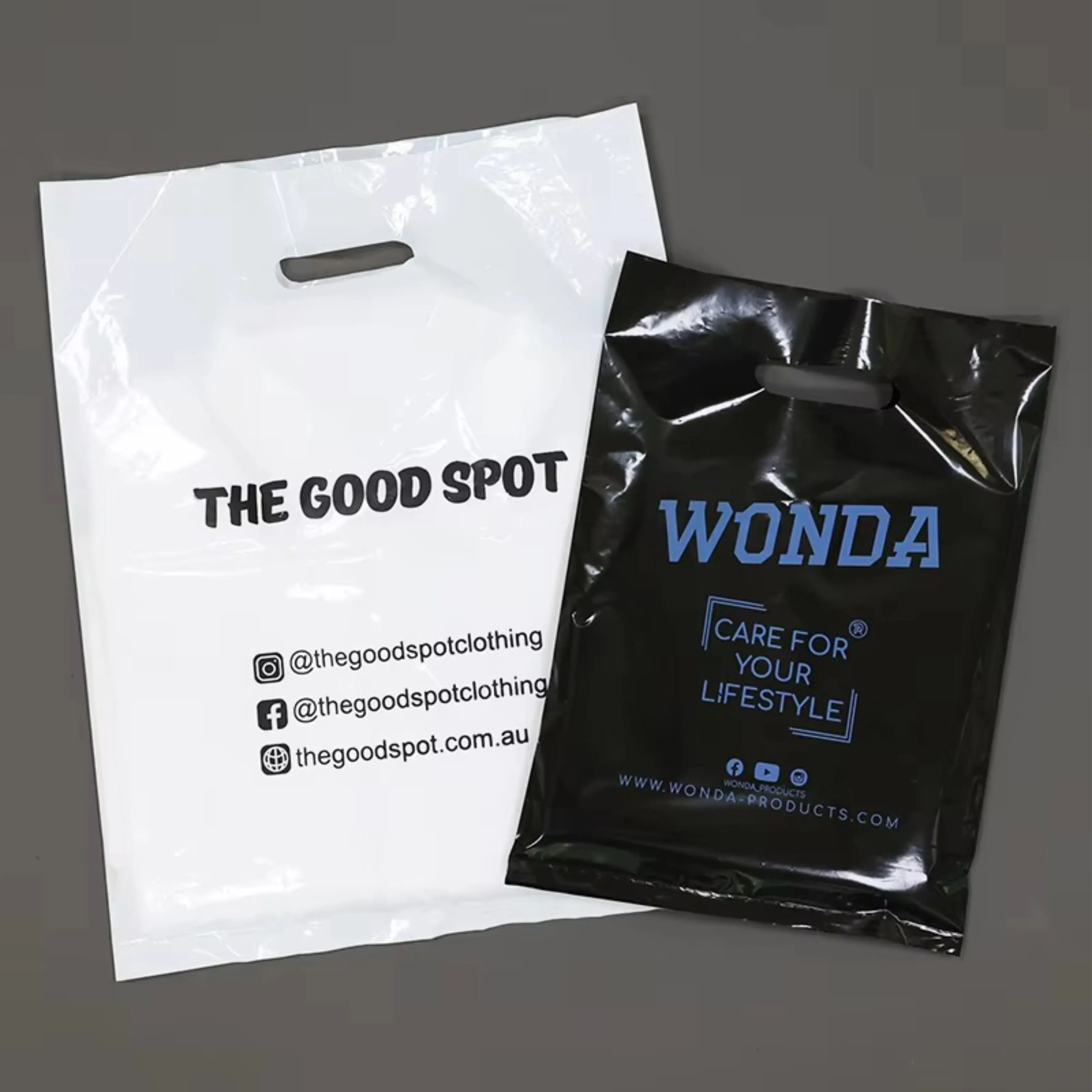 High Quality PVC T-Shirt Carry Bag With Die Cut Handle Custom Printed Logo Supermarket Use HDPE Plastic Shopping Bag